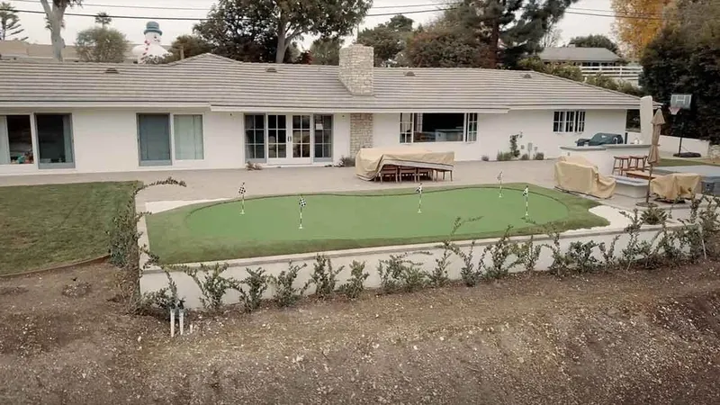 Backyard putting green and patio