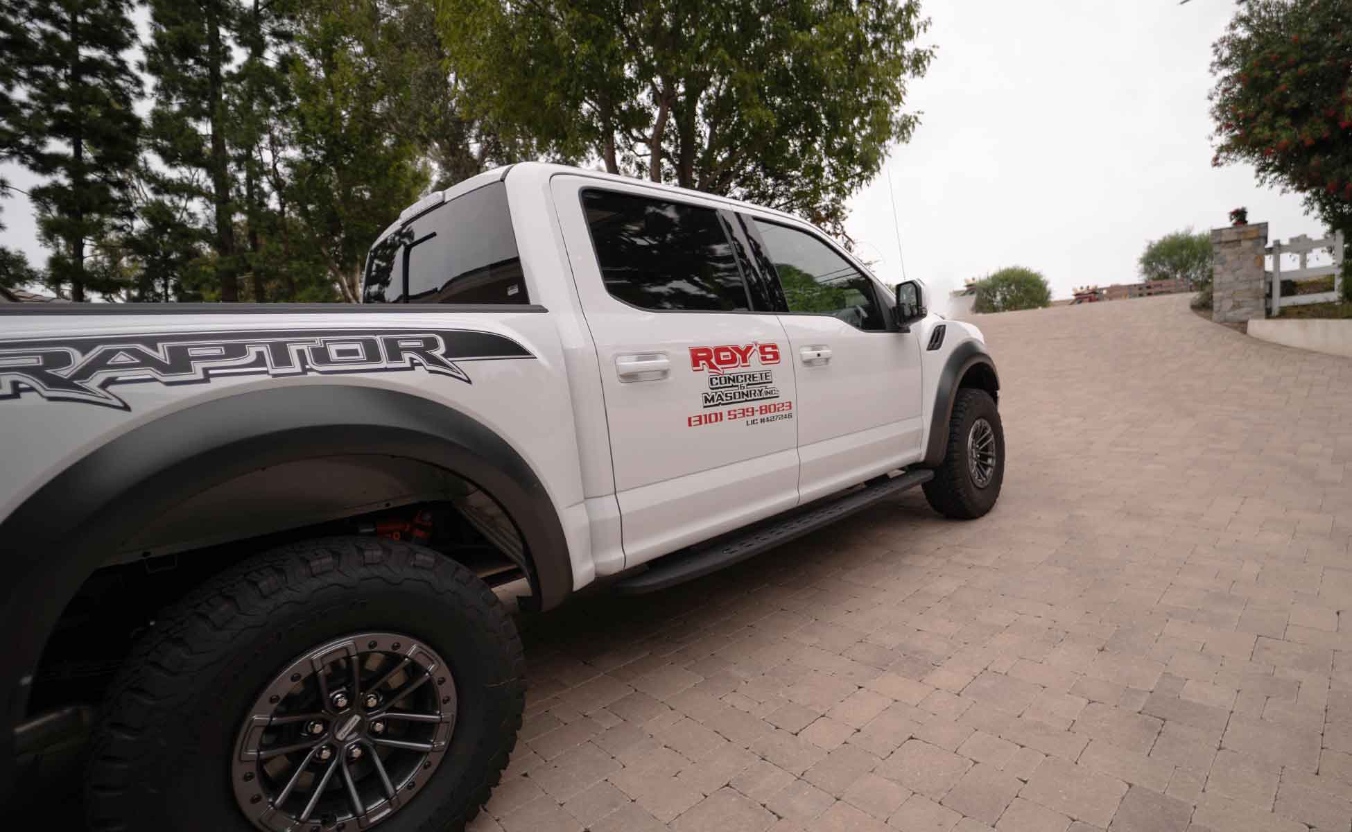 Roy's Concrete & Masonry work truck