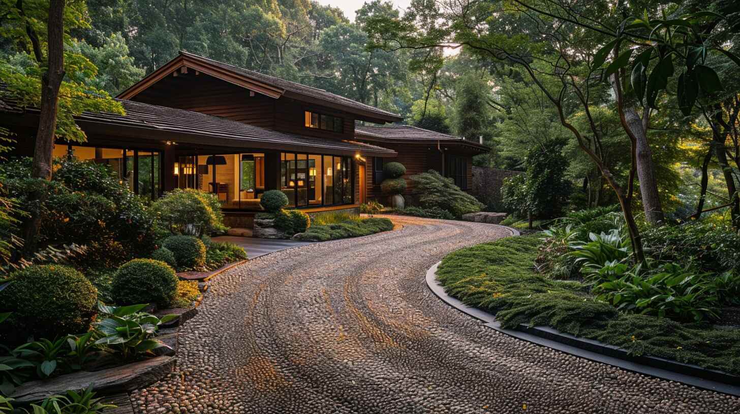 Serene garden home with a gravel path
